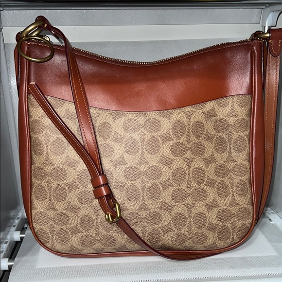 Coach Tan and Brown Signature Shoulder Bag